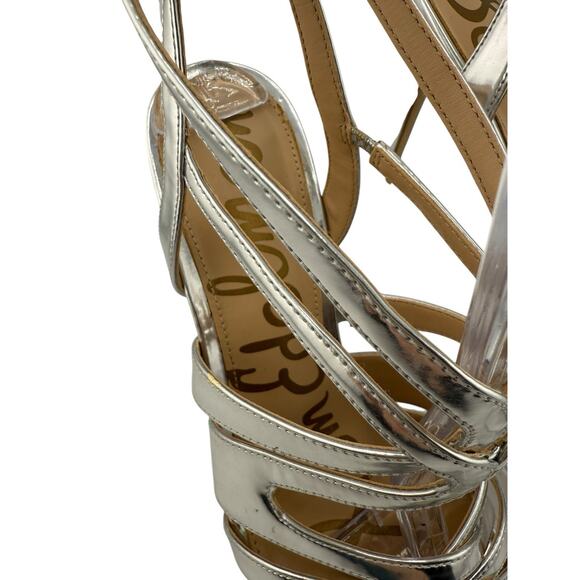 Sam Edelman Aviana Strappy Sandals Silver‎ Straps Stiletto Heel sz 7 NEW formal - Picture 2 of 11